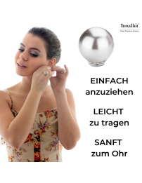 Traveller Ohrclips - Silberfarbe - Perle - 14 mm - Grau - Platiniert - 710114