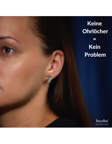 Traveller Ohrclip - Bicolor - Gold- und Silberfarben - 15 x 10 mm - Vergoldet und Platiniert - 157610