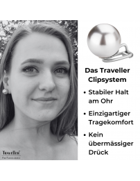 Traveller Ohrclips - Silberfarbe - Perle - 14 mm - Grau - Platiniert - 710114