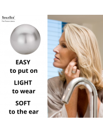 Traveller Clip-on Earrings - Pearls - 16 mm - Light Grey - Rhodium Plated - Silver Coloured - Half Pearl - 710216
