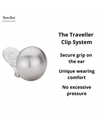 Traveller Clip-on Earrings - Pearls - 16 mm - Light Grey - Rhodium Plated - Silver Coloured - Half Pearl - 710216
