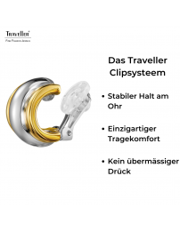 Traveller Ohrclip - Bicolor - Gold- und Silberfarben - 15 x 10 mm - Vergoldet und Platiniert - 157610