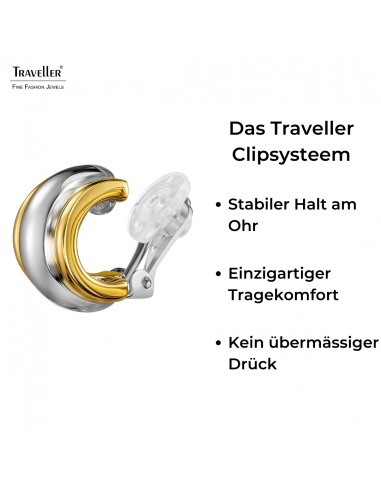 Traveller Ohrclip - Bicolor - Gold- und Silberfarben - 15 x 10 mm - Vergoldet und Platiniert - 157610