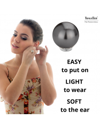 Traveller Clip-on Earrings - Pearls - 14  mm - Black - Silver coloured - Platinum plated - 718114