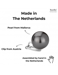 Traveller Clip-on Earrings - Pearls - 14  mm - Black - Silver coloured - Platinum plated - 718114