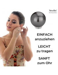 Traveller Ohrclips - Perle - 14 mm - Schwarz - Silberfarbe - Platiniert - 718114