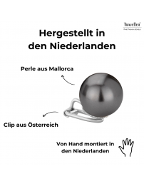 Traveller Ohrclips - Perle - 14 mm - Schwarz - Silberfarbe - Platiniert - 718114