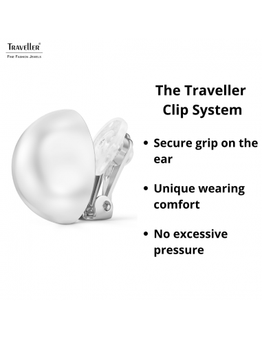 Traveller Clip-on Earrings - Pearls - 16 mm - White - Platinum Plated - Silver Coloured - Halve Pearls - 700216