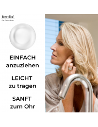 Traveller Ohrclip - Perle - 16 mm - Weiss - Platiniert - Silberfarben - Halbe Perle - 700216