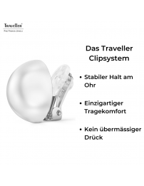 Traveller Ohrclip - Perle - 16 mm - Weiss - Platiniert - Silberfarben - Halbe Perle - 700216