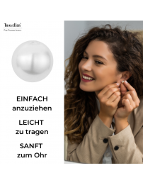 Traveller Ohrstecker - Perle - 8 mm - Weiss - Platiniert - Silberfarben - 700508