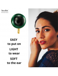 Traveller Clip-on Earrings - Gold Plated - Real Malachite - 10 mm - Green - Unique - 112501
