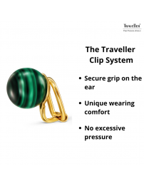 Traveller Clip-on Earrings - Gold Plated - Real Malachite - 10 mm - Green - Unique - 112501