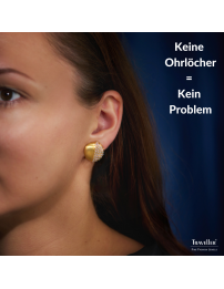 Traveller Ohrclip - 22kt vergoldet - Matt und Glänzend - Kristalle - 20x19 mm - 157615