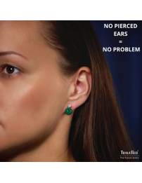 Traveller Clip-on Earrings - Gold Plated - Crystals - Real Malachite - 10 mm - Green - Unique - 112502