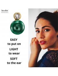 Traveller Clip-on Earrings - Gold Plated - Crystals - Real Malachite - 10 mm - Green - Unique - 112502