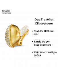 Traveller Ohrclip - 22kt vergoldet - Matt und Glänzend - Kristalle - 20x19 mm - 157615