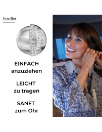 Traveller Ohrclip - Silberfarben - Matt und Glänzend - Kristalle - Platiniert - 20x19 mm - 157616