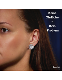 Traveller Ohrclips - Silberfarben - Kristalle - Platiniert - Quadratisch - 15x15 mm - 157619