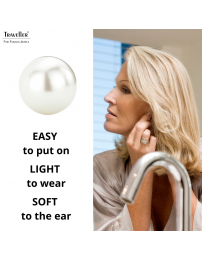 Traveller Clip-on Earrings - Pearls - 20 mm - White - Platinum plated - Silver-coloured - 801120