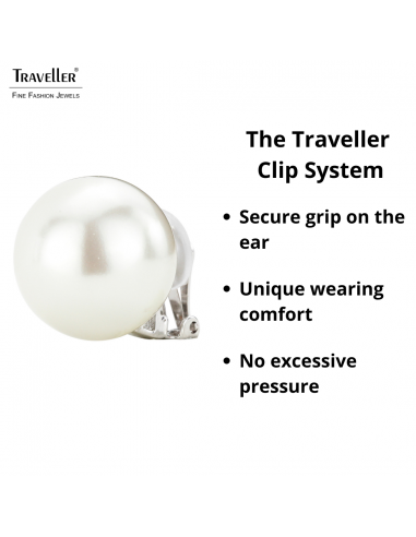 Traveller Clip-on Earrings - Pearls - 20 mm - White - Platinum plated - Silver-coloured - 801120