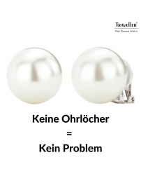 Traveller Ohrcips - Perle - 20 mm - Weiß - Platiniert - Silberfarbe - 801120