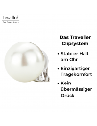 Traveller Ohrcips - Perle - 20 mm - Weiß - Platiniert - Silberfarbe - 801120
