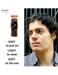 Traveller Hoop Earrings - Men - Stainless Steel - Rosé Gold Plated - Carbon - Black / Grey - Ø 14mm - 181256