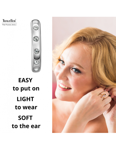 Traveller Hoop Earrings - Stainless Steel - Crystals - Silver Coloured - Ø 18mm - 166322