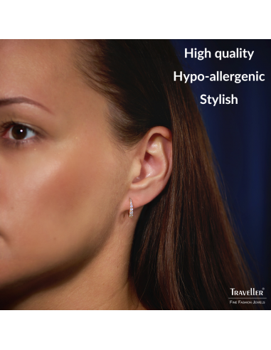  Traveller Hoop Earrings - Stainless Steel - Zirconia - Gold Plated - Gold Coloured - Ø 14mm - 166317