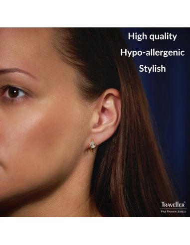 Traveller Hoop Earrings - Stainless Steel - Zirconia - Gold Plated - Ø 15mm - 166319