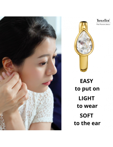 Traveller Hoop Earrings - Stainless Steel - Zirconia - Gold Plated - Ø 15mm - 166319