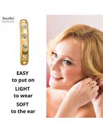 Traveller Hoop Earrings - Stainless Steel - Crystals - Gold Plated - Ø 18 mm - 166321