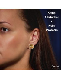 Traveller Ohrclip - 22kt Vergoldet - Kristalle - Hellbraun Topaz - Quadratisch - Ø 15mm - 157622