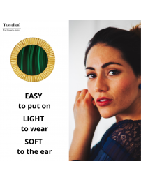 Traveller Clip-on Earrings - 22ct Gold Plated - Real Malachite - Green - Ø 15 mm - Unique - 112508