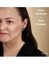 Traveller Ohrclips - 22kt Vergoldet - Echter Malachit - Grün - Ø 15 mm - Einzigartig - 112508