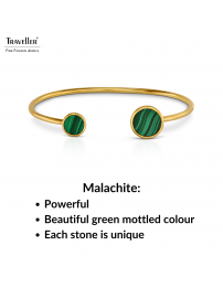 Traveller Bangle - Bracelet - 22ct Gold Plated - Real Malachite - Green - 7+10 mm - Unique - 112509 