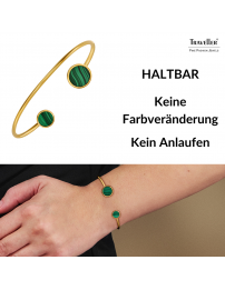 Traveller Armreif - Bangle Armband - 22kt Vergoldet - Echter Malachit - Grün - 7+10 mm - Einzigartig - 112509  Traveller Armreif - Bangle Armband - 22kt Vergoldet - Echter Malachit - Grün - 7+10 mm - Einzigartig - 112509