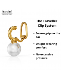 Traveller Clip-on Earring - Pendants - Gold Plated - Pearl - 10 mm - White - 20x10 mm - 114299