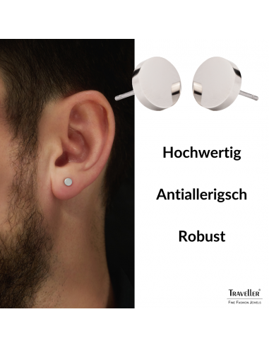 Traveller Ohrstecker - Herren - Edelstahl - Glanz - Ø 8mm - Silberfarben - 181248