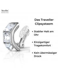 Traveller Ohrclips - Silberfarben - Kristalle - Platiniert - 16 x 8 mm - 157625