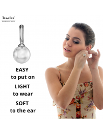 Traveller Clip-on Earrings - Pendants - Silver Coloured - Pearl - 10 mm - White - Platinum Plated - 20x10 mm - 114300