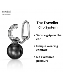 Traveller Clip-on Earrings - Silver Coloured - Pearl - 10mm - Black - Platinum Plated - 20x10 mm - 114302