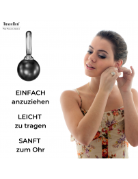 Traveller Ohrclips - Silberfarben - Perle - 10mm - Schwarz - Platiniert - 20x10 mm - 114302