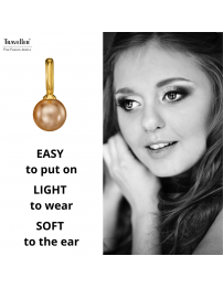 Traveller Earrings - Pendants - Gold Plated - Pearl - 10mm - Bronze - 20x10 mm - 114305
