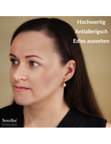 Traveller Ohrhänger - Vergoldet - Perle - 10mm - Bronze - 20x10 mm - 114305