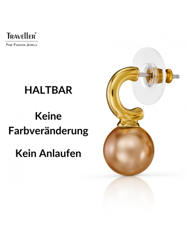 Traveller Ohrhänger - Vergoldet - Perle - 10mm - Bronze - 20x10 mm - 114305