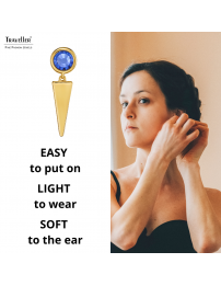 Traveller Drop Earrings - Pendants - Gold Plated - Crystal - Blue - 35 x 10 mm - 157752