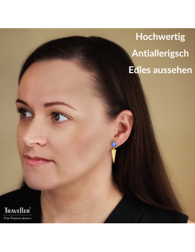 Traveller Ohrhänger - Vergoldet - Kristalle - Blau - 35 x 10 mm - 157752