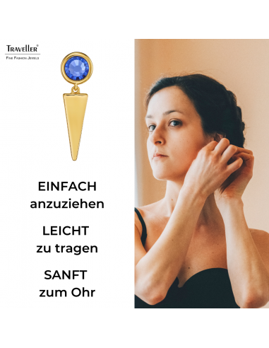 Traveller Ohrhänger - Vergoldet - Kristalle - Blau - 35 x 10 mm - 157752